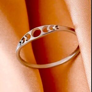 🌙 Moon phase cutout silver ring 6 crescent witchy boho steel elegant gift